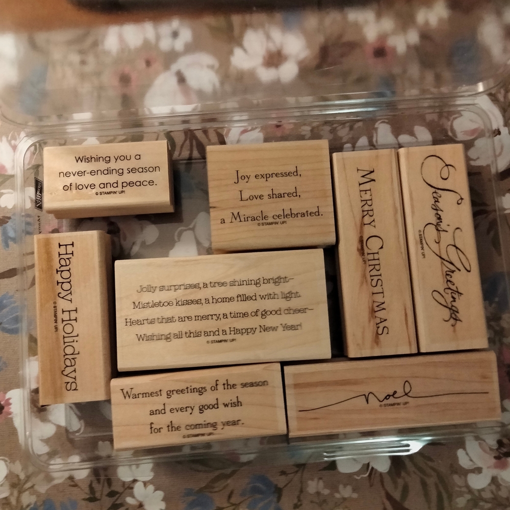 Wooden Holiday Stamp Set - Natural Brown